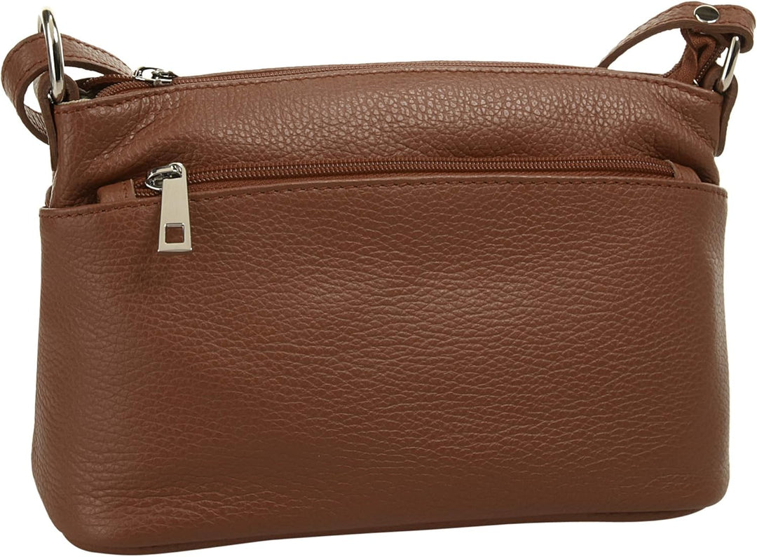 Cluty Umhängetasche echt Leder Damen - 020617 Braun, Braun