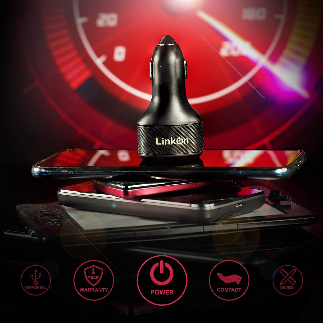 LinkOn 84W USB C Autoladegerät mit 60W PD3.0 PPS und 18W QC3.0-Anschlüssen Kompatibel mit MacBook De