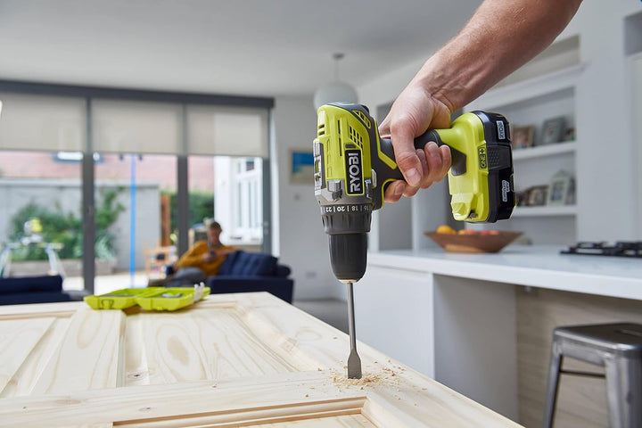 RYOBI 18 V ONE+ Akku-Bohrschrauber Set R18DD3-120S, inkl. 1 x 18 V 2,0 Ah Lithium+ Akku, Ladegerät,