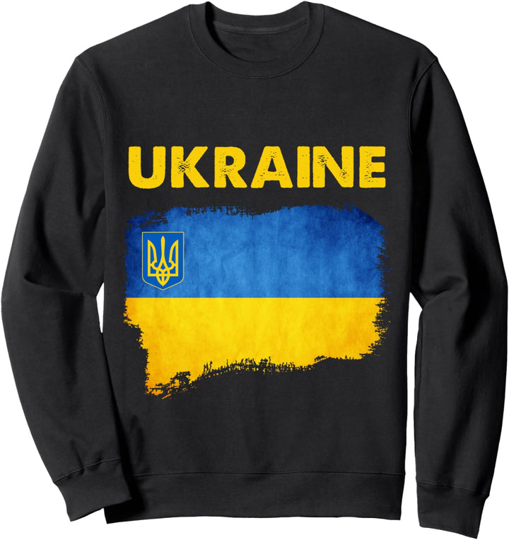 Vintage-Flagge der Ukraine mit Dreizack-Symbol ukrainisch patriotisch Sweatshirt