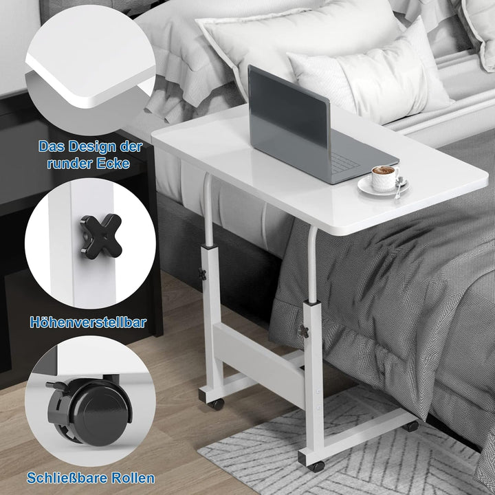 PIPIPOXER 60x40cm Laptoptisch höhenverstellbarer Schreibtisch mit drehbarer Rollen 60x40cm Computert