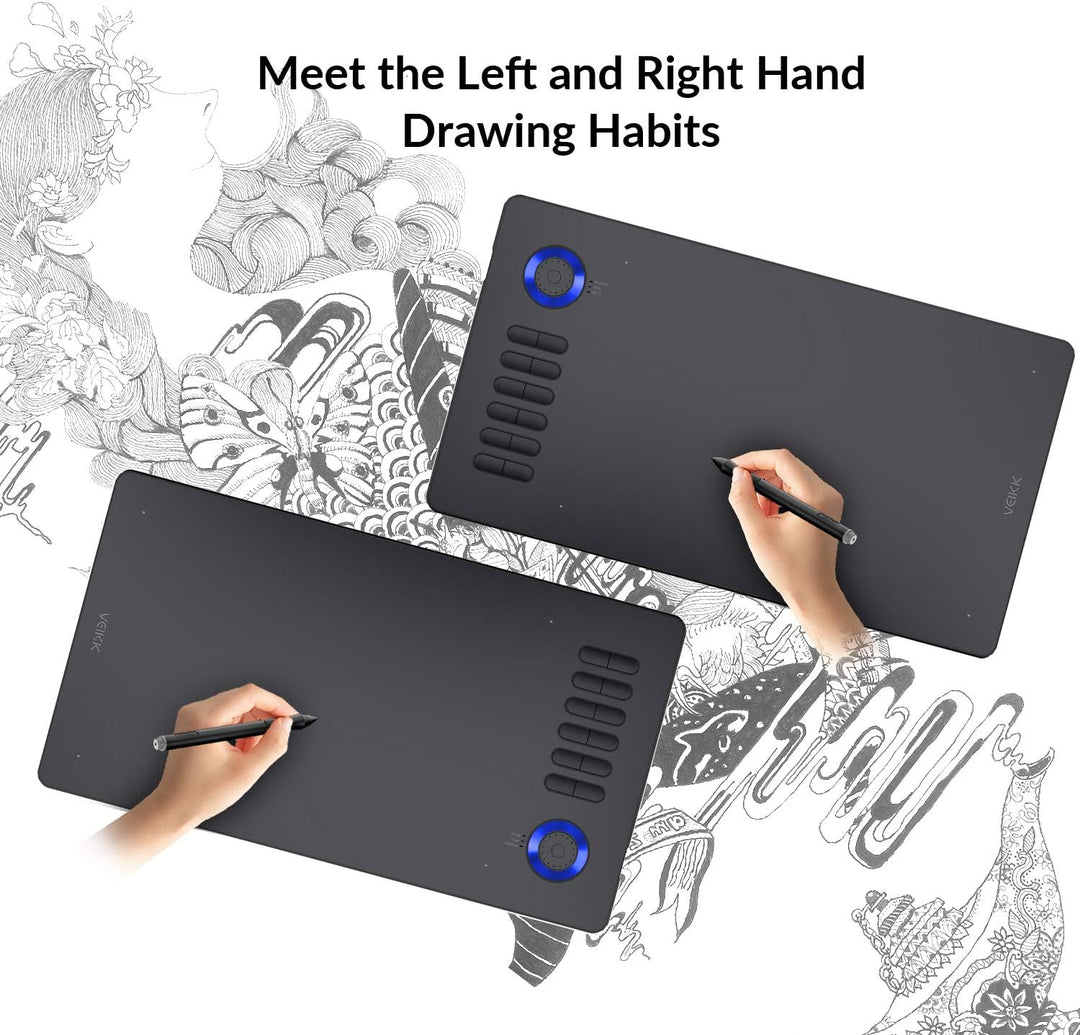 Grafiktablett für PC VEIKK A15 Pro, 10x6 Zoll Zeichentablett mit batterielosem Stift und 12 Express-
