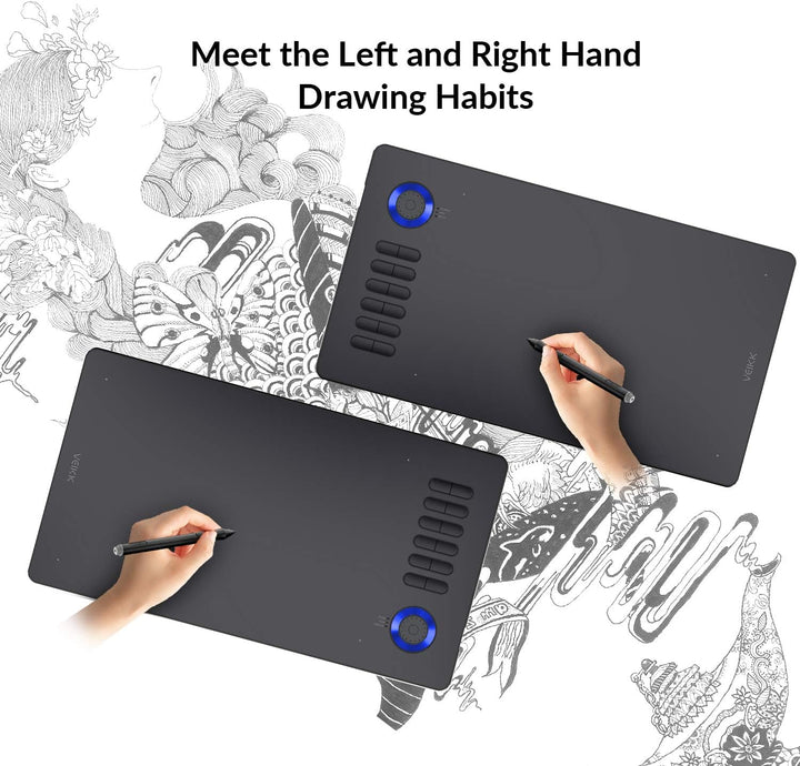 Grafiktablett für PC VEIKK A15 Pro, 10x6 Zoll Zeichentablett mit batterielosem Stift und 12 Express-