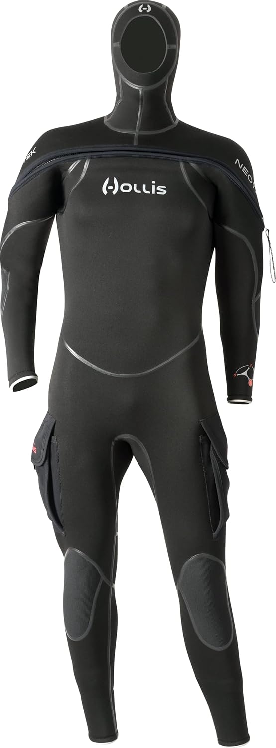 Hollis NeoTek V2 Unisex Kapuzenanzug, halbtrocken, 8/7/6 mm Schwarz L, Schwarz L