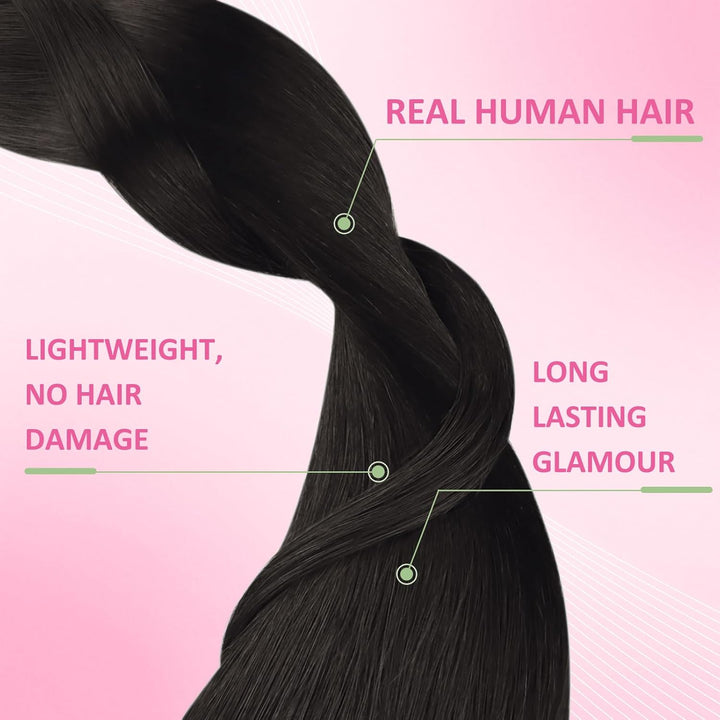 YoungSee Tape Extensions Echthaar Braun Echthaar Extensions Tape Kurz 30cm Tape in Extensions Echtha