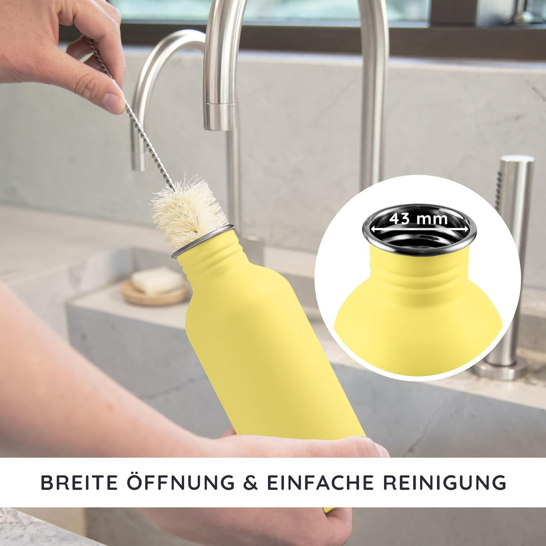 Bambaw Trinkflasche Edelstahl 750ml, Nicht-isolierte Gelbe Trinkflasche, Trinkflaschen Spülmaschinen