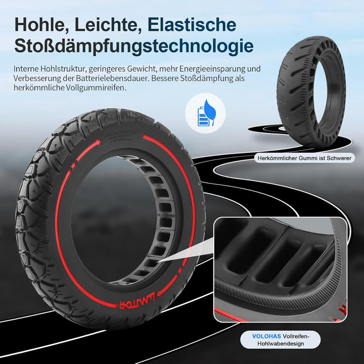 10x2,125 Vollgummireifen 10 Zoll Solide Reifen 250x54 Ersatzreifen Elektroroller Vollreifen Pannensi