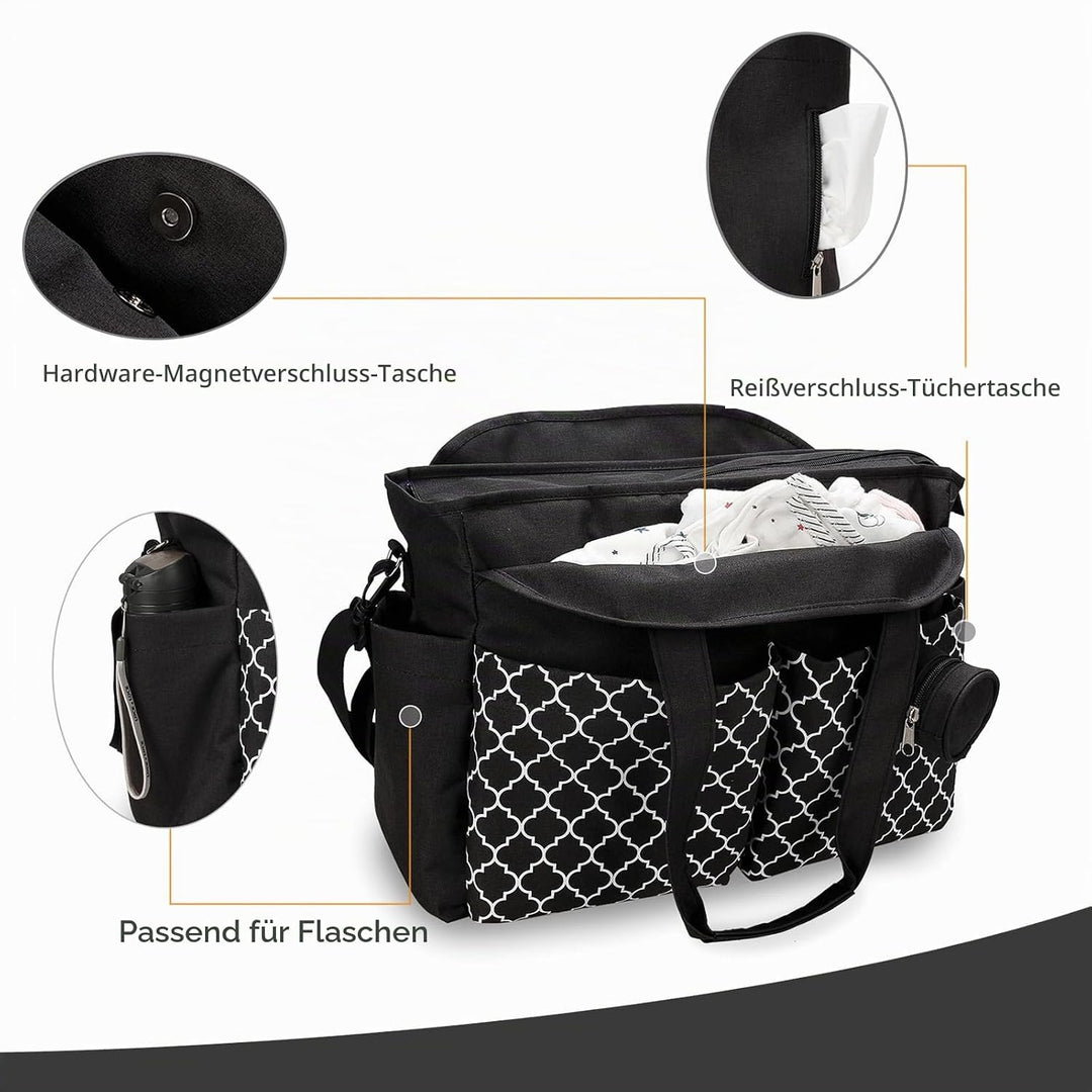 Baby Wickeltasche, 13 Taschen, Reise Wickeltasche Henkeltaschen Portable Babytasche mit Schnullertas