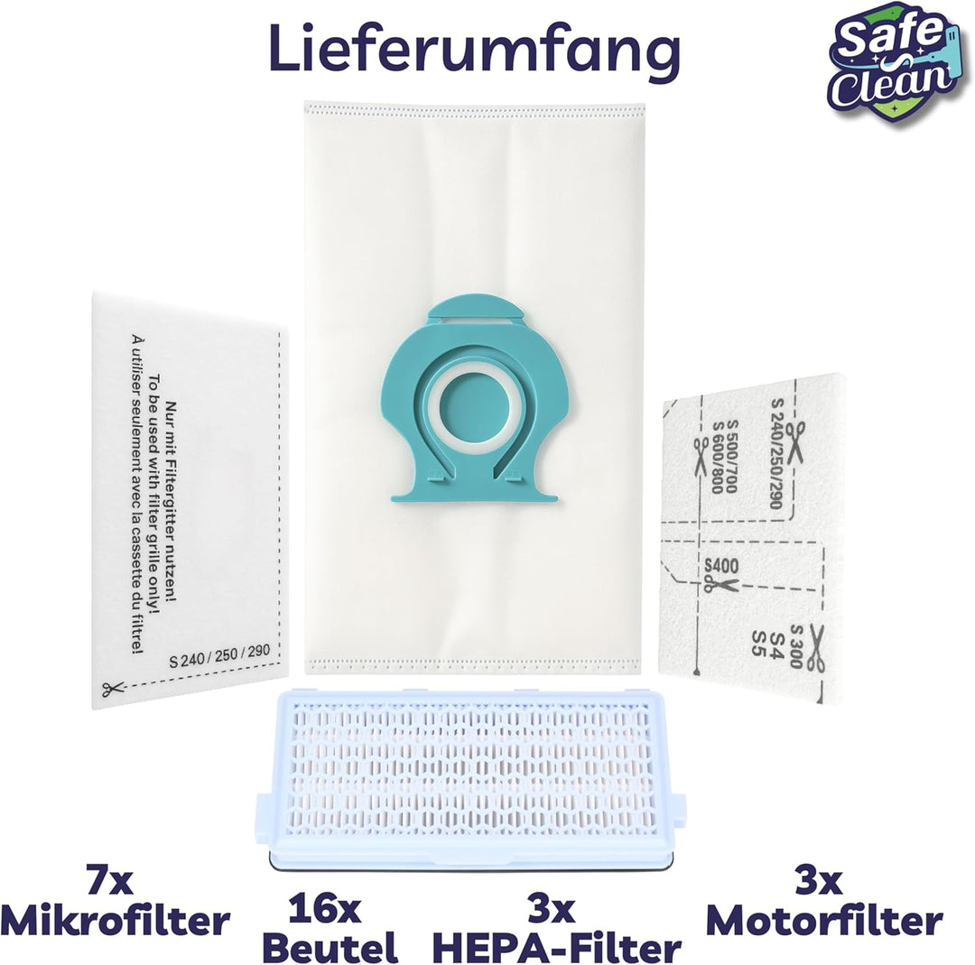 SAFE 'N CLEAN Staubsaugerbeutel kompatibel mit Miele Guard | Ersatz für TU XXL HyClean Pure/CO XXL V