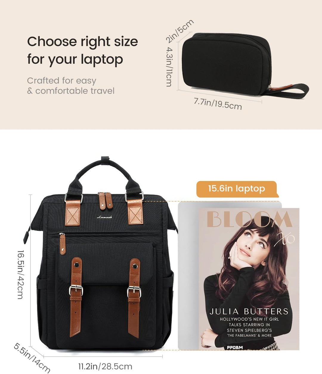 LOVEVOOK Rucksack Damen, Wasserdicht Schulrucksack Mädchen Teenager Jungen Schule mit Datenkabel-Beu