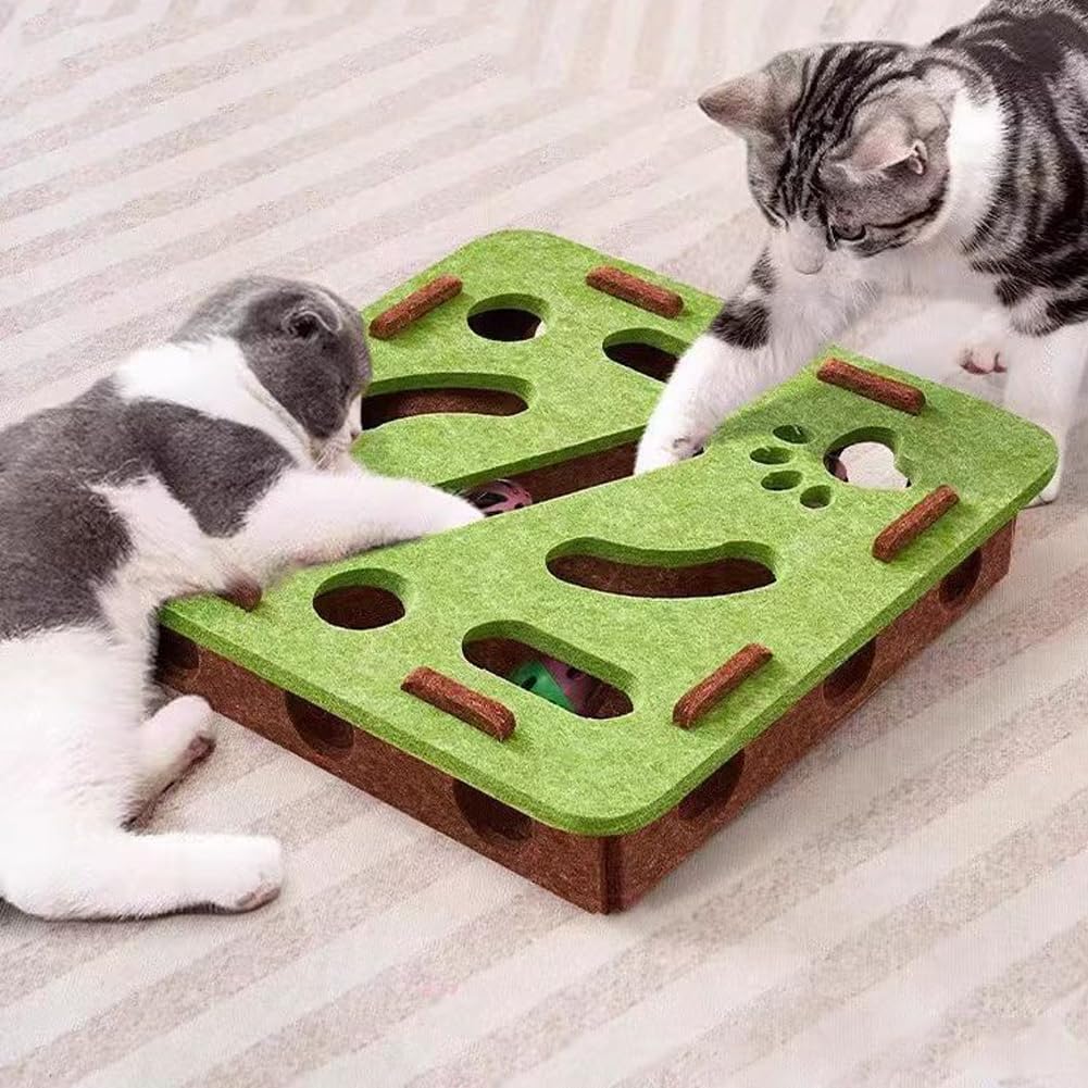 Kaseremy Katze interaktive Puzzle Spielzeug, Filz Labyrinth Katzenspielzeug Selbstbeschäftigung Ball
