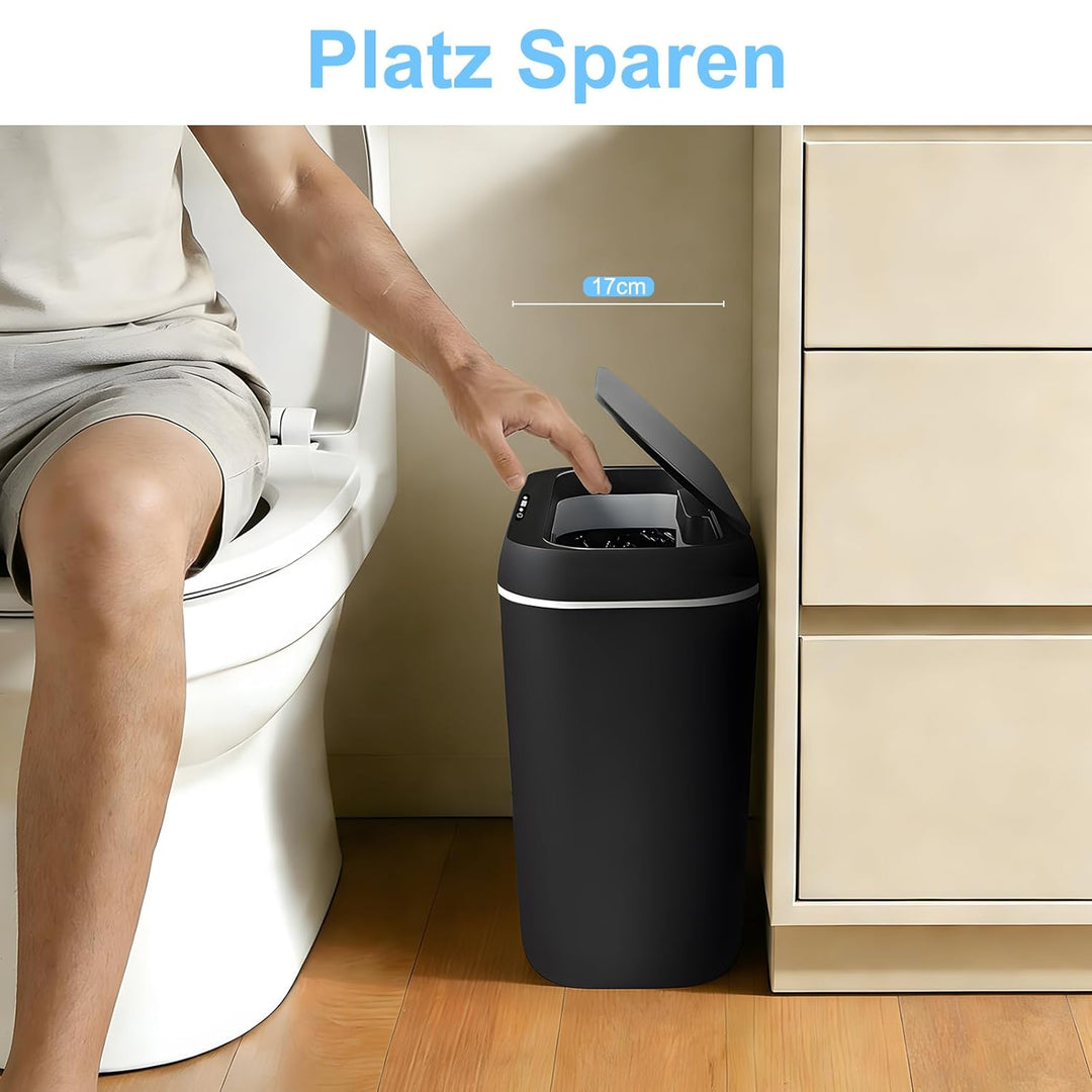 Elektrischer Mülleimer 2er-Set,15L Mülleimer mit Sensor mülleimer, schlankes schmales Design, leise