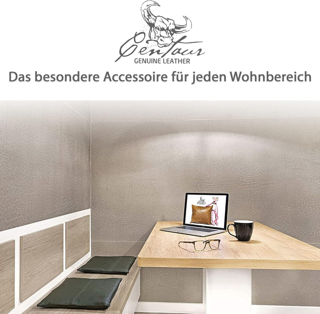 Centaur - Hochwertiges Leder Sitzkissen - Flaschengrün 40x40 cm - Ideal für Stuhl oder Sitzbank - Ab