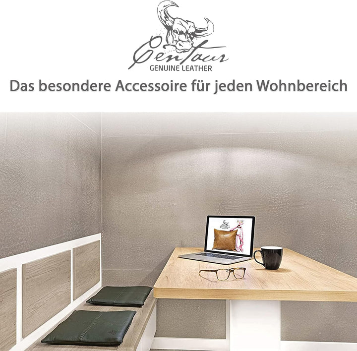 Centaur - Hochwertiges Leder Sitzkissen - Flaschengrün 40x40 cm - Ideal für Stuhl oder Sitzbank - Ab