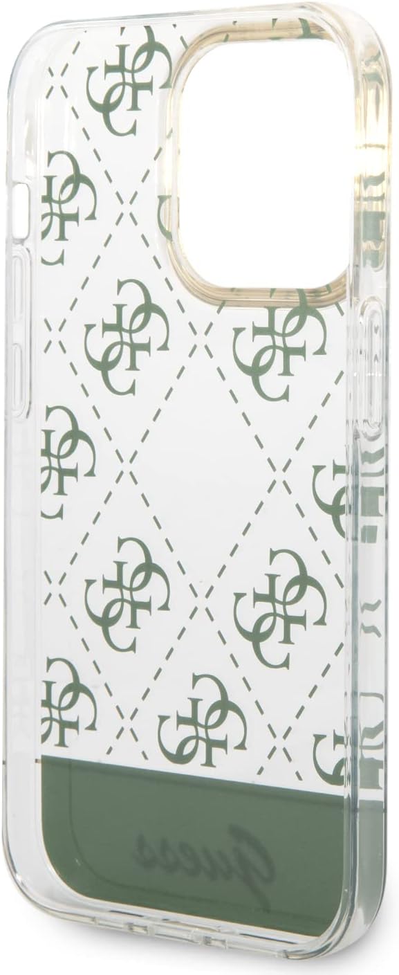 Guess 4G Pattern Script Collection Hardcase Hülle Cover für Apple iPhone 14 Pro Max Khaki, GUHCP14XH