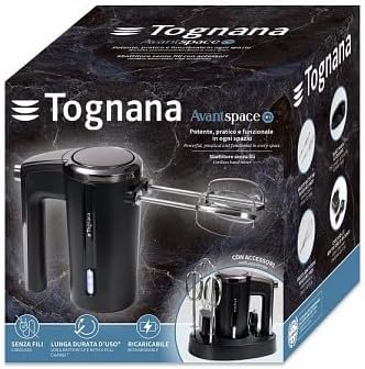Tognana Avantspace Wiederaufladbarer Kabelloser Handmixer Kunststoff-Edelstahl Schwarz