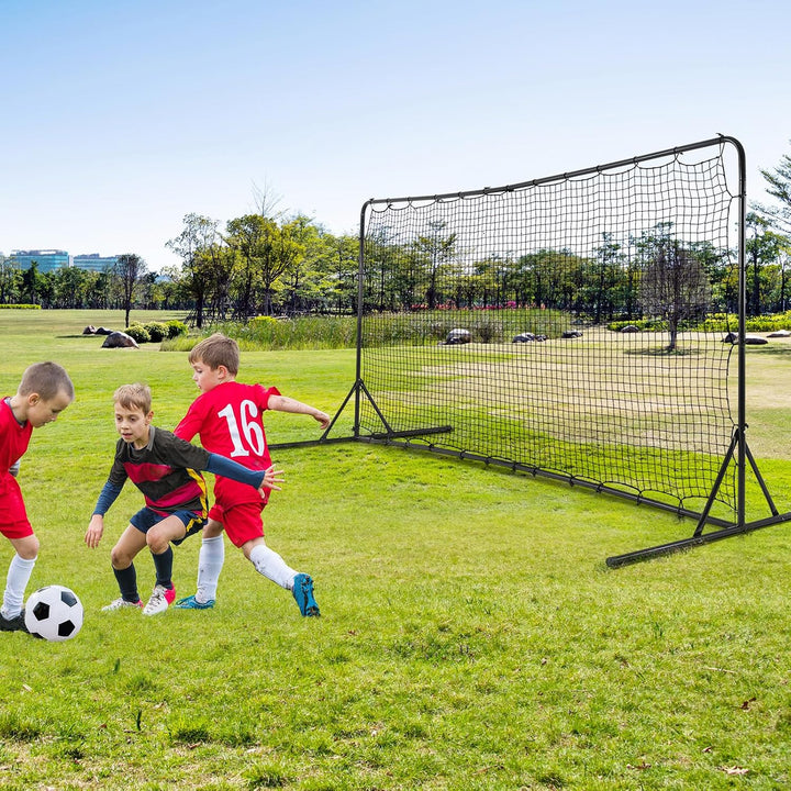 GYMAX Kickback Fussball Rebounder Tor, 372,5 x 182,5 cm, klappbar Kickback Tor, Fussballtor mit vers