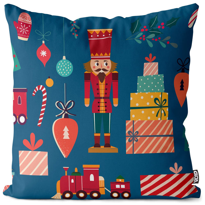 VOID Nussknacker Geschenke Kissenbezug Kissenhülle Sofakissen Kissen Deko Weihnachten Winter Weihnac