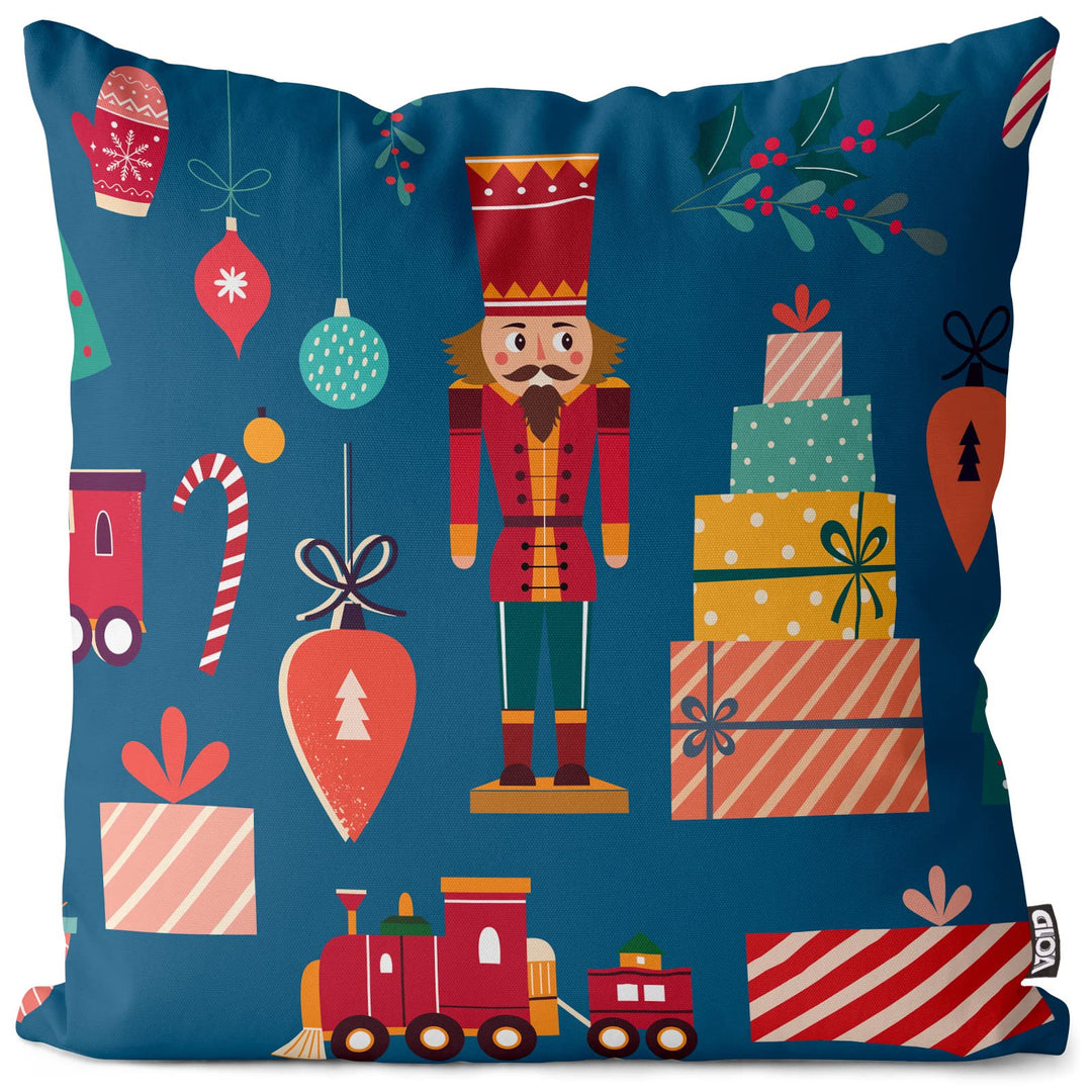 VOID Nussknacker Geschenke Kissenbezug Kissenhülle Sofakissen Kissen Deko Weihnachten Winter Weihnac