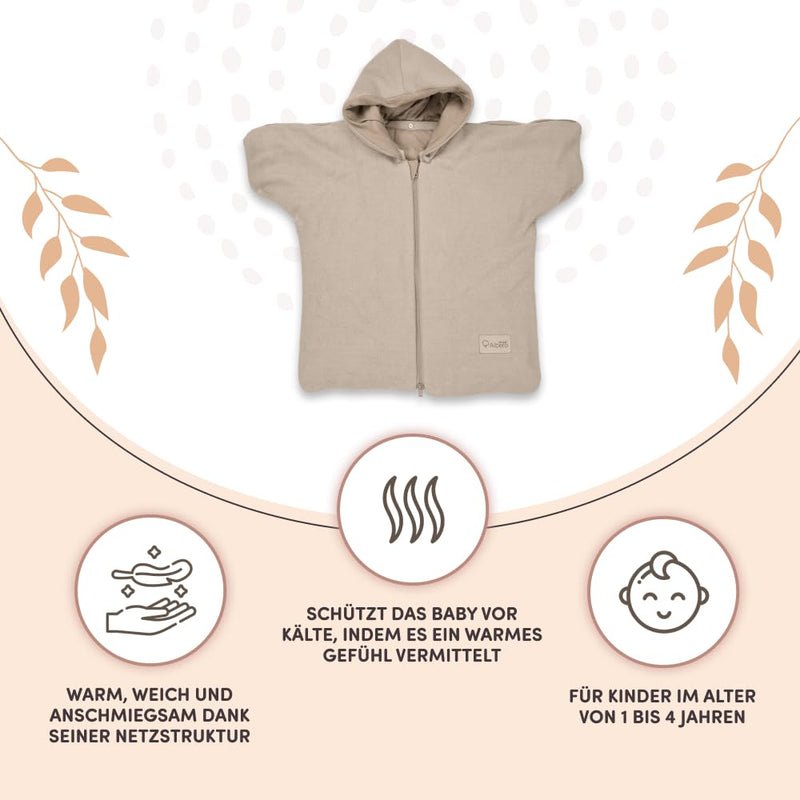 Albero Mio Baby Fleece Kapuzen-Ponchos Unisex zum Auto | Alter: 1-4 | 100% Baumwolle | Atmungsaktive