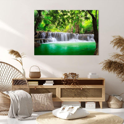 Bilder auf Leinwand 100x70cm Leinwandbild Wasser Park Natur Landschaft Gross Wanddeko Bild Schlafzim