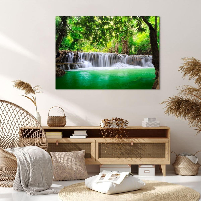 Bilder auf Leinwand 100x70cm Leinwandbild Wasser Park Natur Landschaft Gross Wanddeko Bild Schlafzim