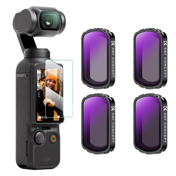 K&F CONCEPT magnetisches ND Filter Set, kompatibel mit DJI OSMO Pocket 3, 4er Pack ND4, ND8, ND16, N