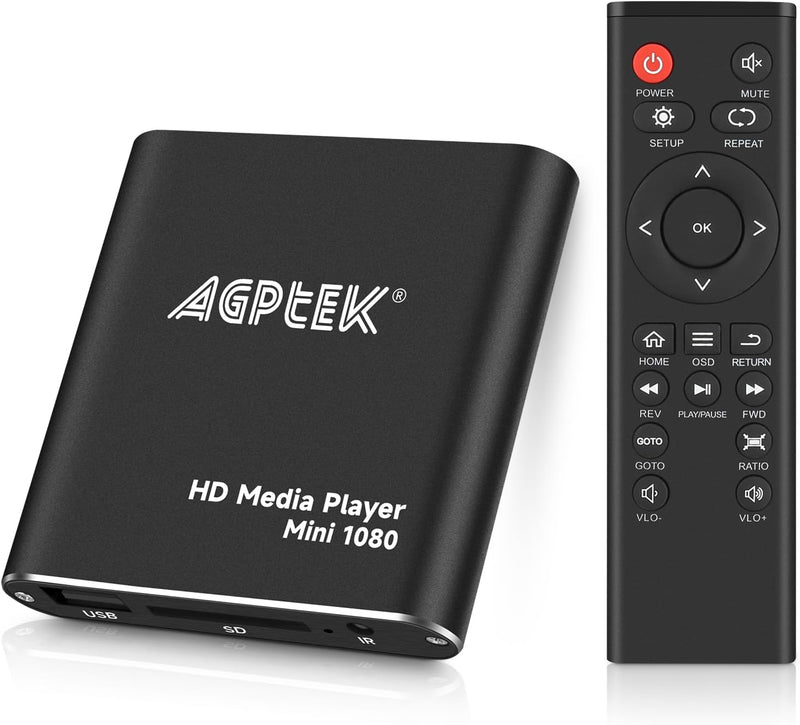 AGPtek® Mini 1080P Full HD Digital Mediaplayer Medienspieler Medienspieler mit Fernbedienung für MP3