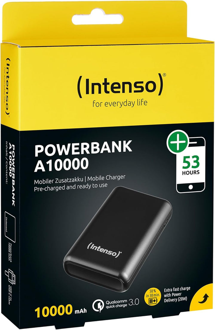 Intenso PD Powerbank A10000 - externer Akku mit Power Delivery (PD) & Quick Charge (QC) (10000mAh, g