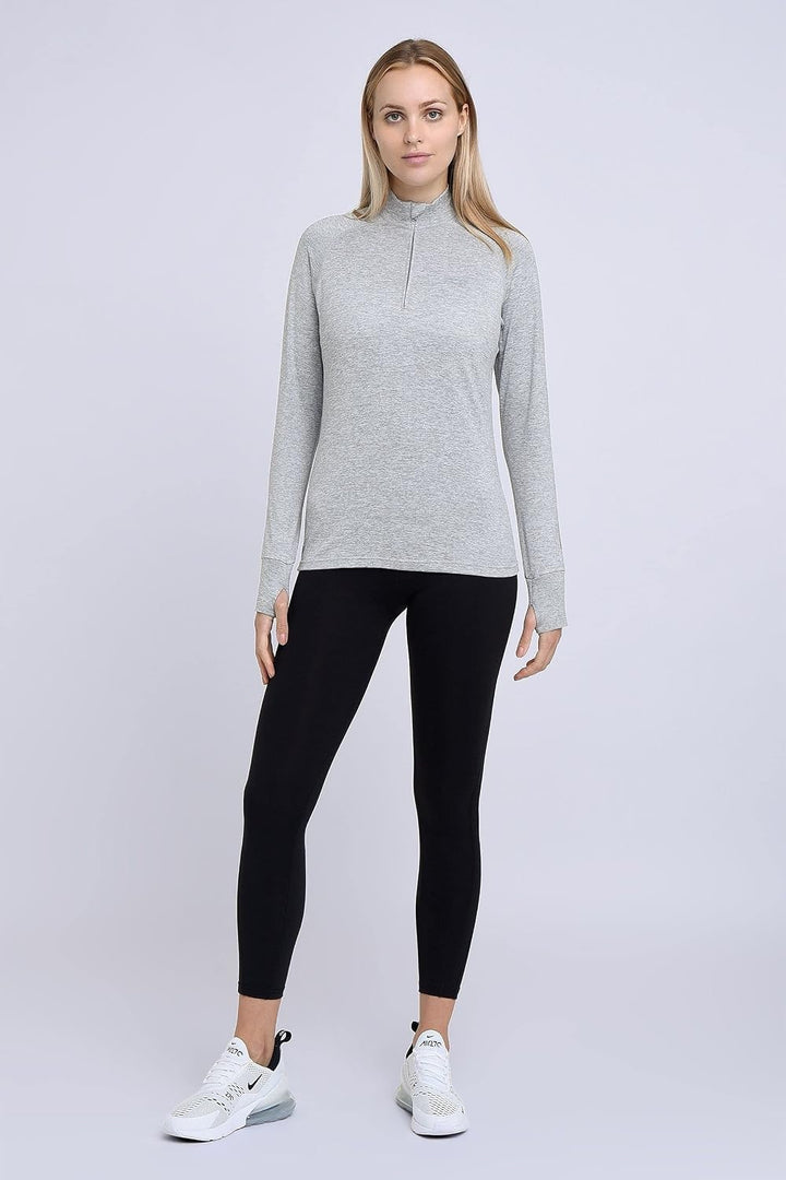 TCA Damen Winter Running Langarm Laufshirt mit Brustreissverschluss S Grau, S Grau