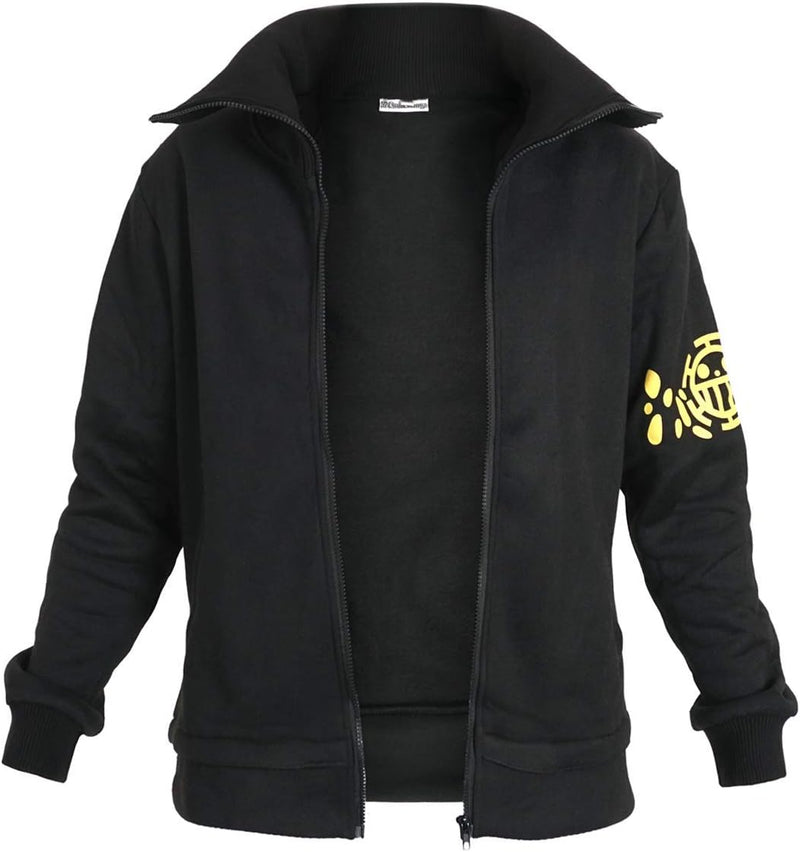 CoolChange Warmer Trafalgar Law Pullover | Schwarz mit Hochkragen und Reissverschluss | Grösse: S S