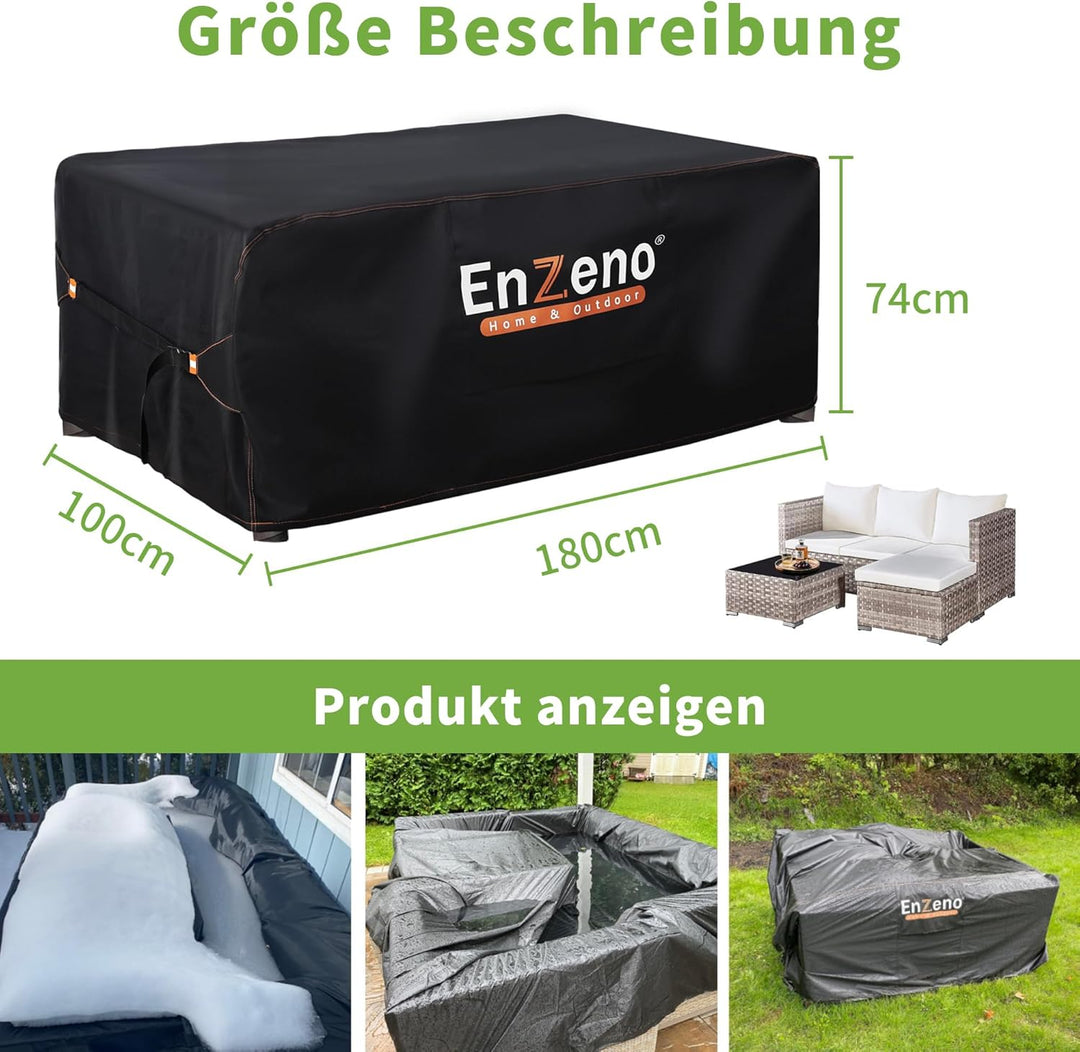 Enzeno Gartenmöbel Abdeckung Wasserdicht, Winterfest Abdeckplane Gartenmöbel 180X100X74cm Rechteckig