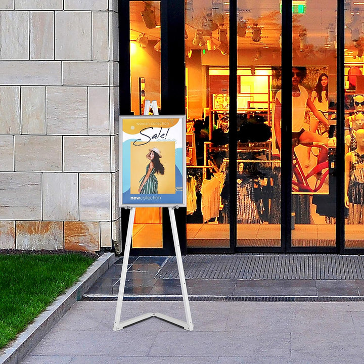 DISPLAY SALES Alu-Staffelei in Weiss für Rahmen bis 120 cm | Künstler-Malständer für Leinwand und At