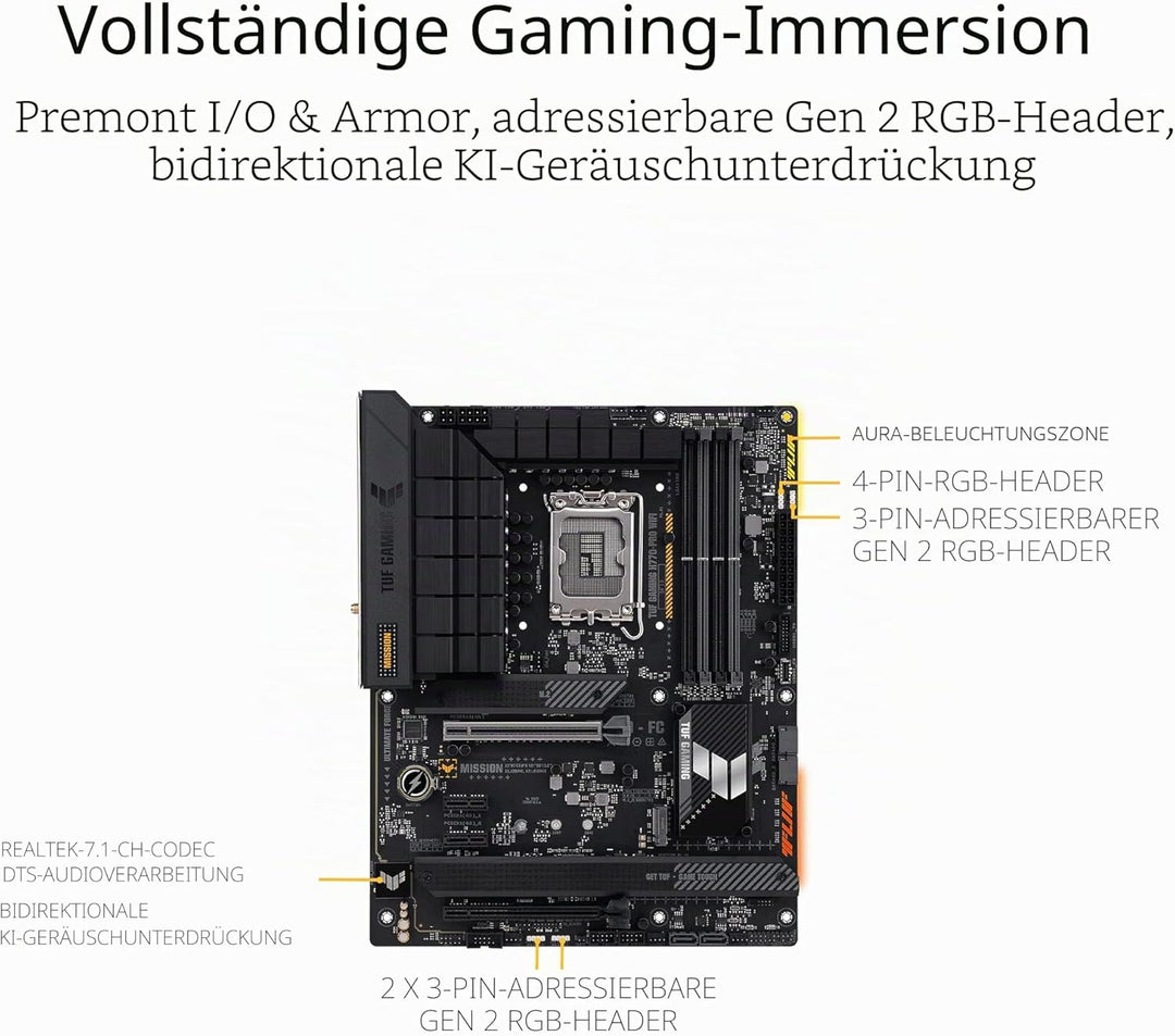 ASUS TUF GAMING H770-PRO WIFI Mainboard Sockel Intel LGA 1700 (Intel H770, ATX, PCIe 5.0, DDR5-Speic