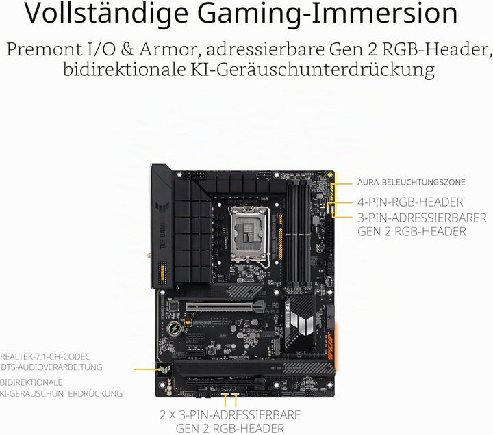 ASUS TUF GAMING H770-PRO WIFI Mainboard Sockel Intel LGA 1700 (Intel H770, ATX, PCIe 5.0, DDR5-Speic