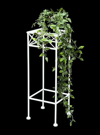 DanDiBo Blumenhocker Weiss Metall Eckig 70-50 cm Blumenständer 96314 Beistelltisch Blumensäule Moder