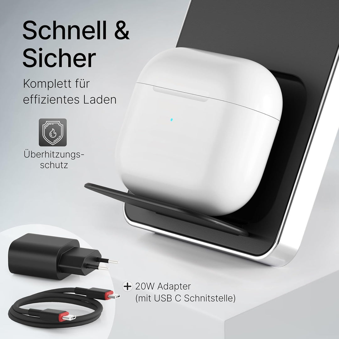 TEGLER 3-in-1 MagSafe Ladestation aus hochwertigem Aluminium für iPhone, Apple Watch & AirPods – Fal