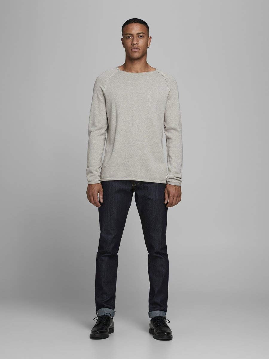 JACK & JONES Male Strickpullover mit Rundhals Einfarbig Strickpullover mit Rundhals XL Elfenbein (Oa