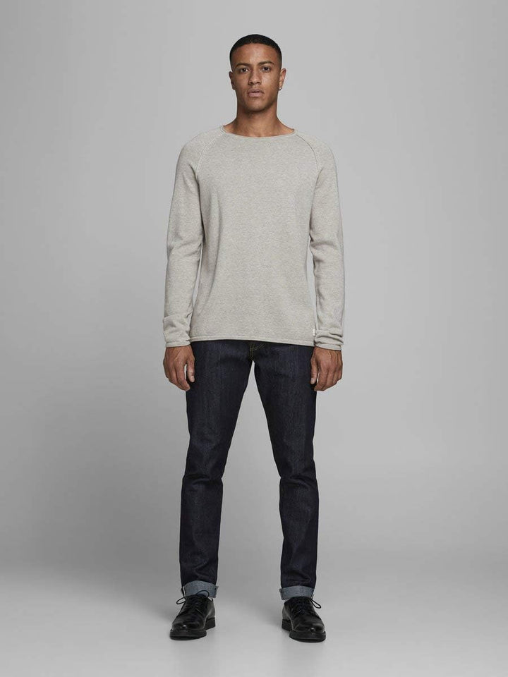 JACK & JONES Male Strickpullover mit Rundhals Einfarbig Strickpullover mit Rundhals XL Elfenbein (Oa