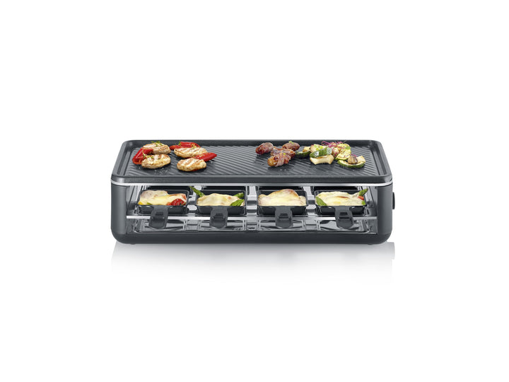 SEVERIN Raclette-Grill für 8 Personen, Raclette mit grosser antihaftbeschichteter Grillplatte, extra