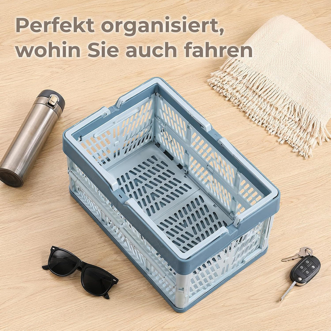 2 Stück kleine Klappboxen Klappkisten,faltbarer Klappkorb mit Henkel | kleiner, für Einkaufen Auto K