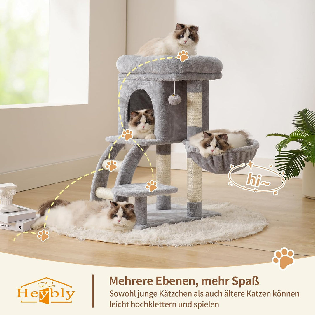 Heybly Kratzbaum, 75cm Hoher kratzbaum Klein Mit Oberer Plattform, Höhle, Hängematte, Kletterleiter,