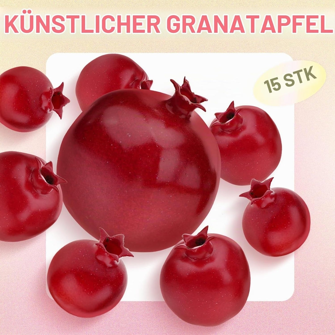 Gresorth 15 Stück Künstliche Granatapfel Dekoration Gefälschte Obst Modell Realistisch Lebensecht Ge