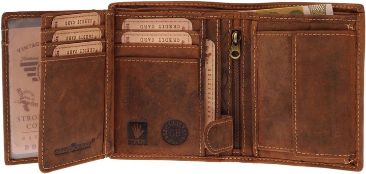 Greenburry Vintage Geldbörse Leder-Portmonee mit „REH, in den Bergen“-Motiv - 12x10x3 cm