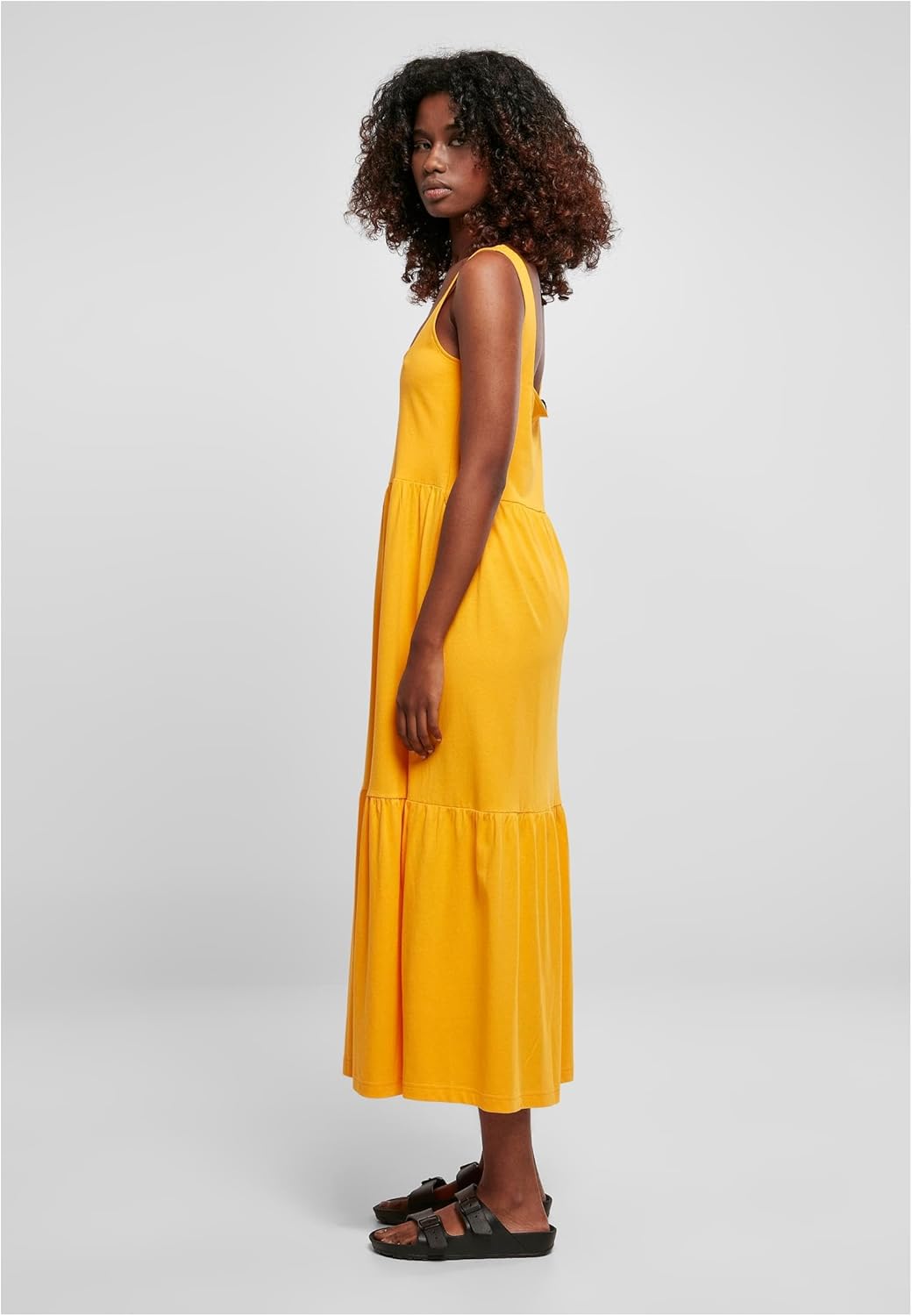 Urban Classics Damen Kleid mit breiten Trägern und Volant Einsätzen, Frauen Sommerkleid in 4 Farben