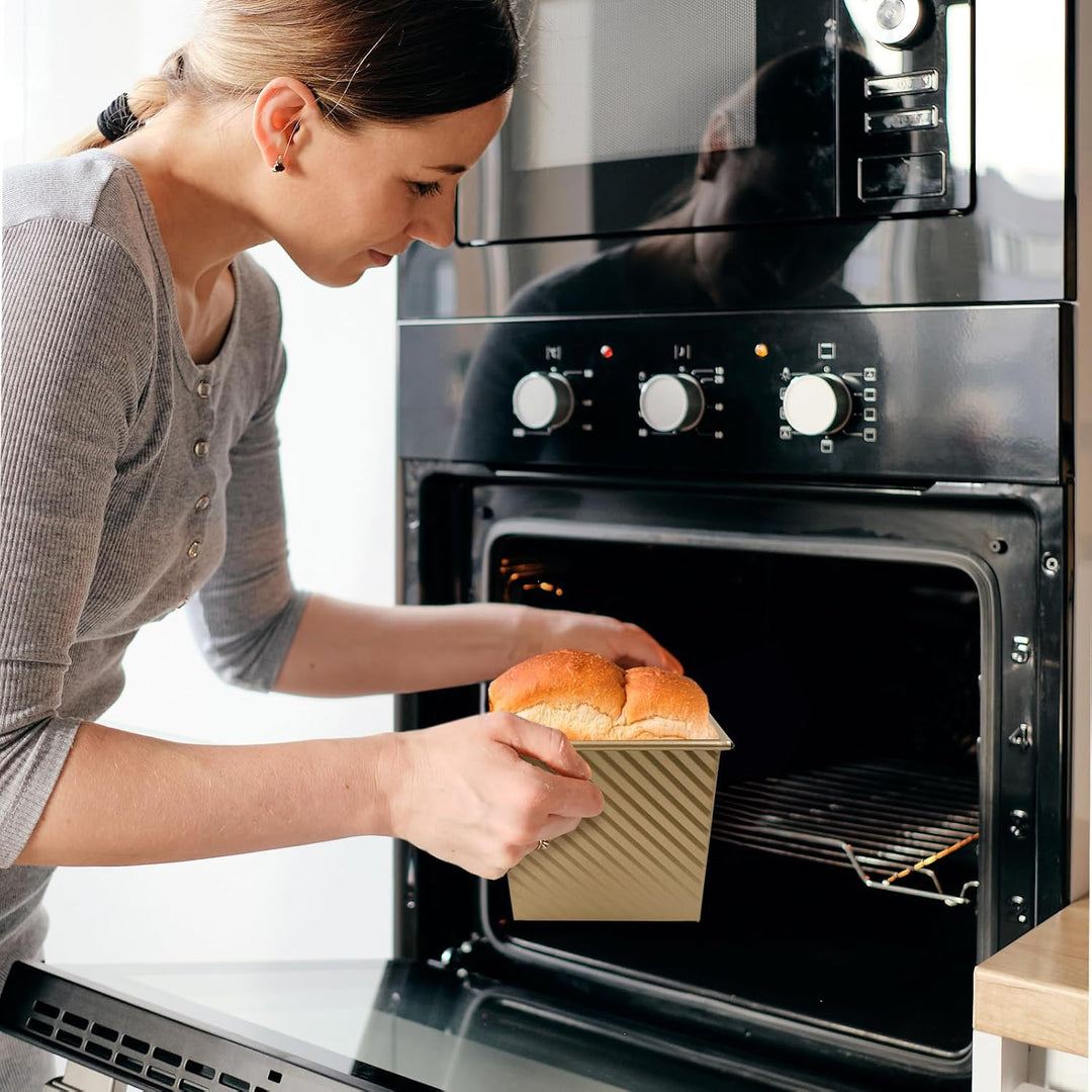 Kastenform Brot,Brotbackform mit Deckel - 250g Wellenform Quadratische Toastbrot Backform, Roségold