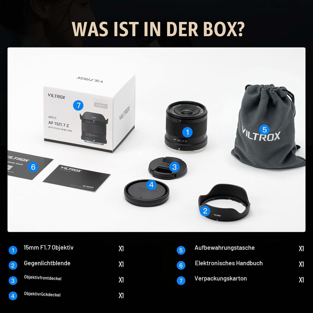 VILTROX 15mm F1.7 Air Autofokus-Objektiv für Nikon Z-Mount-Kamera-Objektive STM APS-C Grosse Blende
