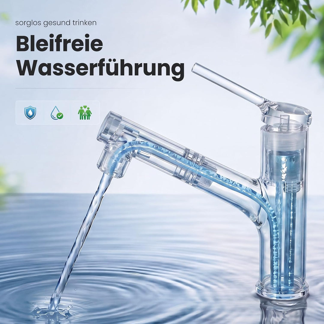 CECIPA Wasserhahn Bad Ausziehbar, Waschtischarmatur mit 2 Strahlarten Brause zum Haarewaschen, Hochd