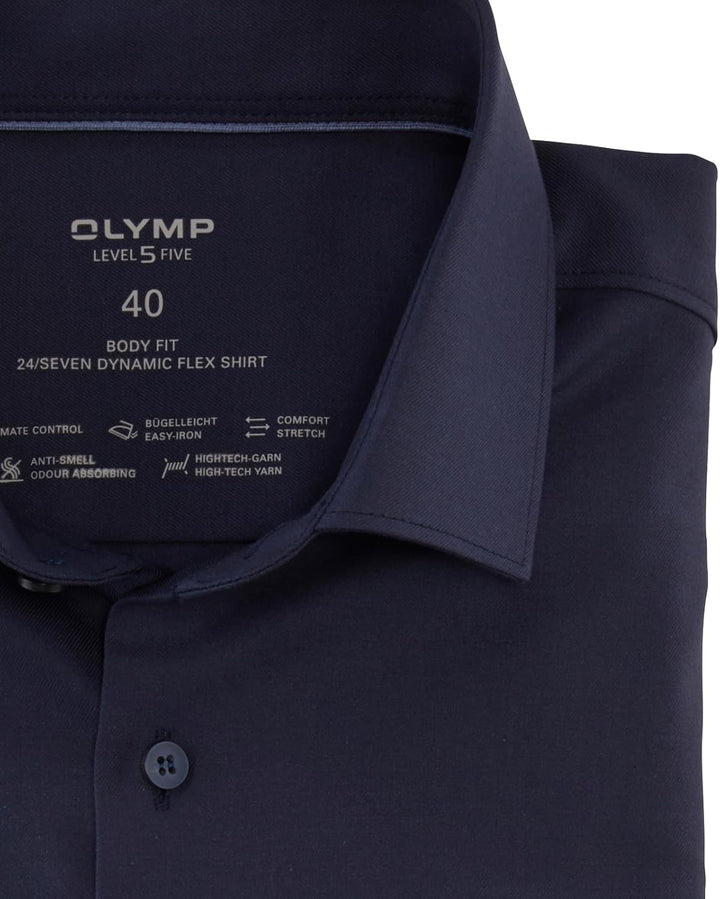 OLYMP Herren Oberhemd Langarm Level.Five.Body.fit,Twill,Body fit,Modern Kent, Nachtblau