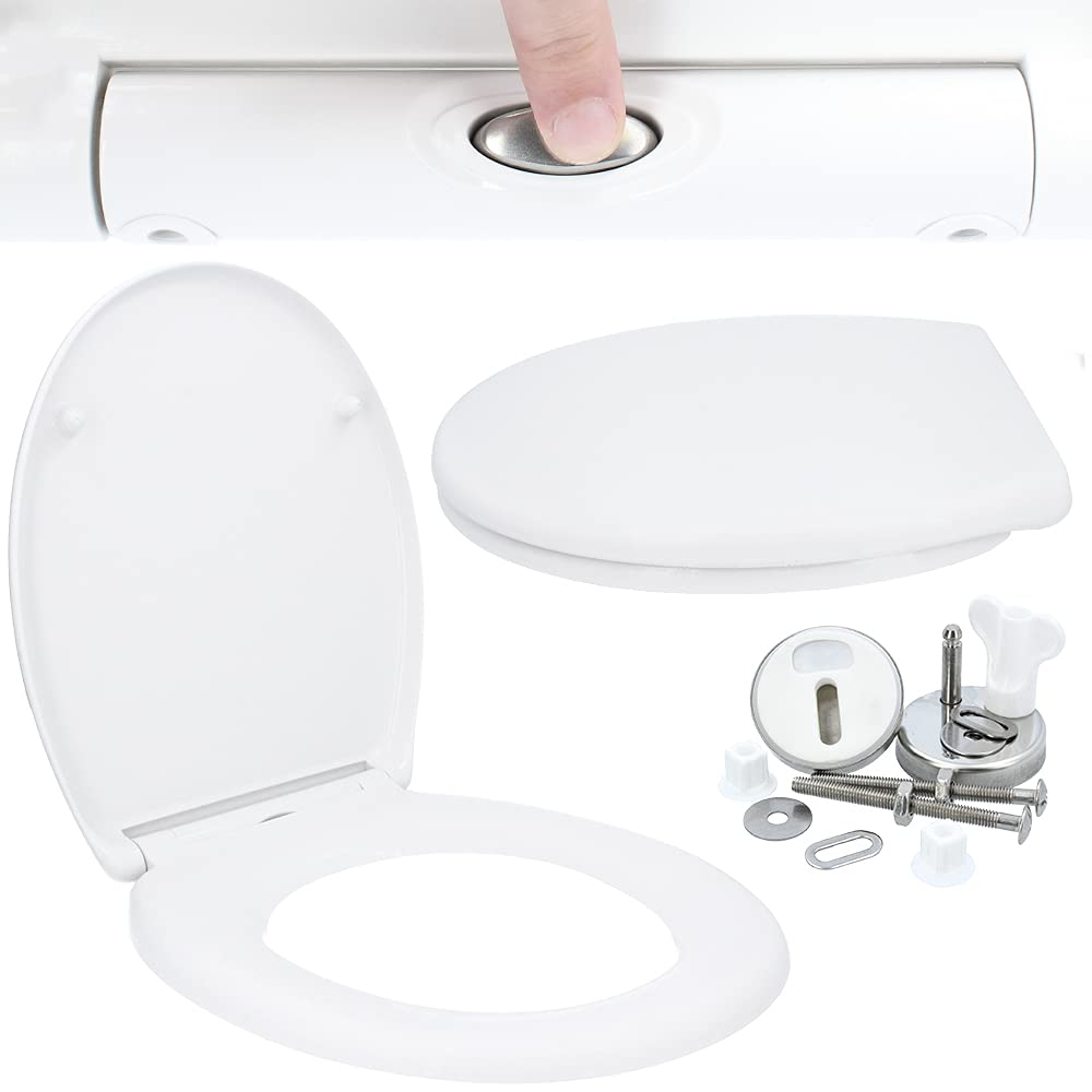 Hydroland Absenkbarer Toilettendeckel Antibakteriell Oval Weiss | WC Sitz mit Absenkautomatik Soft C